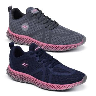 Imagem de Kit 2 Pares Tênis Ortopédico Feminino Ascension – Conforto, Estilo e Leveza para Caminhar Bem Todos os Dias (Marinho+Pink/Grafite+Pink, BR, Adulto, Numérico, 34)