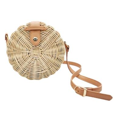 Imagem de SHAREYOIU Bolsas femininas vintage feitas à mão em vime natural chique com alça superior, Bege