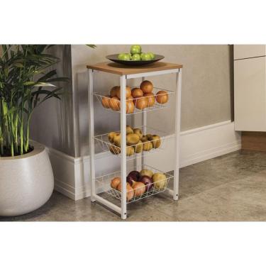 Imagem de Balcão de Cozinha Fruteira Crome Indrustrial LI035 Canela/Branco - Kappesberg