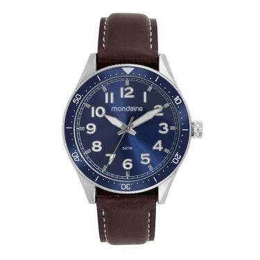 Imagem de Relógio MONDAINE masculino analógico azul couro 32548G0MVNO3