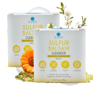 Imagem de Dr. Robaina Barra De Limpeza Bálsamo Enxofre, Sabonete Diário Para Alívio Acne E Eczema, Suave Peles Sensíveis Com Calêndula Melaleuca (Pacote 2)