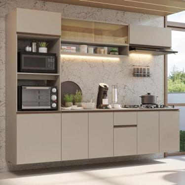 Imagem de Armário de Cozinha Completa 260 cm Suspenso Nice Madesa 14, Crema