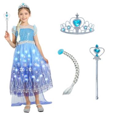 Imagem de Lingway Toys Fantasia de princesa para meninas com acessórios, fantasia infantil para cosplay de Halloween 7-8