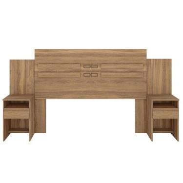 Imagem de Cabeceira Casal Com 2 Mesas e 2 Gavetas Império Amêndola - DEMÓBILE