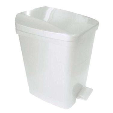 Imagem de Lixeira Plástica Quadrada 9 Litros Com Pedal Branco - Altura 28cm - Me
