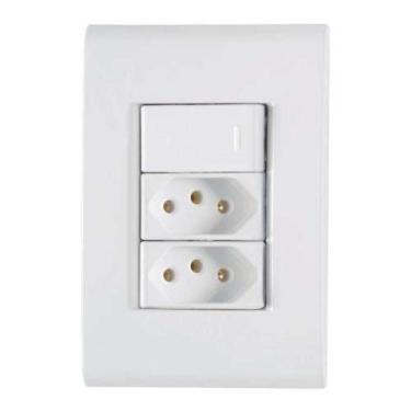 Imagem de Conjunto Interruptor Simples + 2 Tomadas 10a - Linha Liz - Tramontina