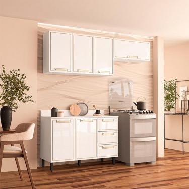 Imagem de Cozinha Completa com Tampo Amara 6 Portas 3 Gavetas Branca