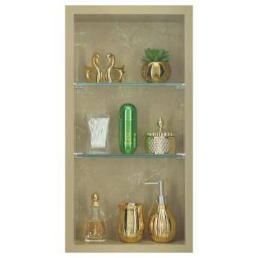 Imagem de Nicho Para Banheiro Em Porcelanato Polido Com Prateleira De Vidro (Bré