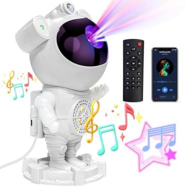 Imagem de Projetor de Luz Astronauta Bluetooth Luminária Nebulosa com Efeitos de Estrelas Galáxia e Lua Controle Remoto Presente para Quarto e Decoração Sala ou Eventos Luminaria Lua