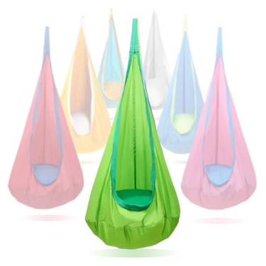 Imagem de Cadeira infantil para pendurar em ambientes internos e externos, macia e segura com alta capacidade de peso, fácil instalação, perfeita para quarto, jardim, sala de jogos (verde claro)