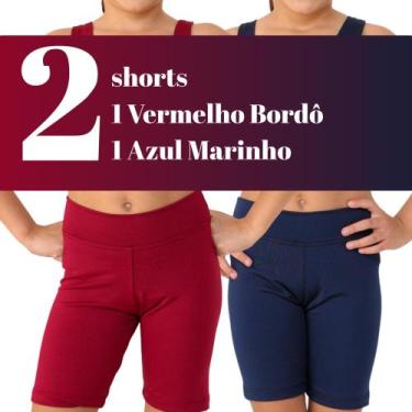 Imagem de Kit com 2 Shorts infantis- JinkingStore para meninas lisa básica, Verm