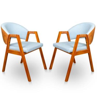 Imagem de Kit 2 Poltronas Cadeira Para Sala Madeira Maciça Kora Compose - Kasa C