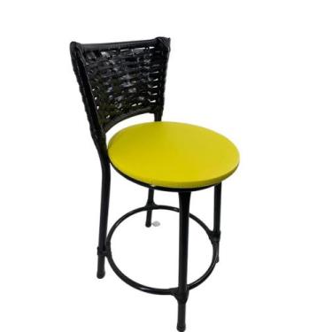 Imagem de Kit banqueta baixa de junco cozinha americana gourmet bistrô - FortMix