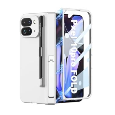 Imagem de HAOMRIYL Capa para Google Pixel 10 Pro Fold, proteção total à prova de choque, com suporte ajustável para caneta, fecho magnético, capa de dobradiça, prata, dobra 10 Pro