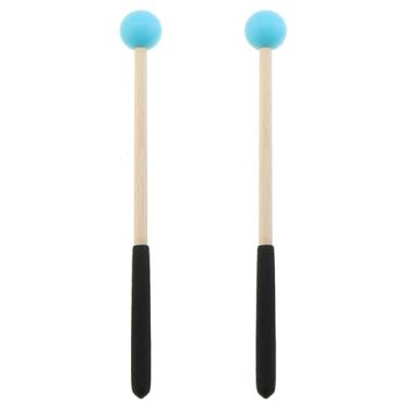 Imagem de ZZHXSM Cabeça de borracha de 20 cm, cabo de madeira, martelo de percussão, baquetas azuis para xilofone e glockenspiel