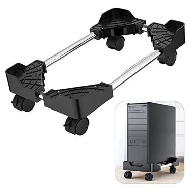 Imagem de Suporte para CPU, suporte de CPU móvel, carrinho de PC, base de resfriamento de torre de PC com 4 rodízios, suporte de CPU ajustável para a maioria das torres de mesa