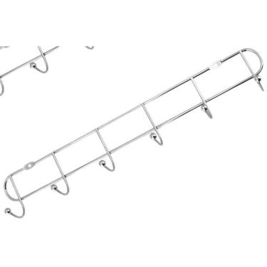 Imagem de Kit 2 Cabides De Parede Inox Com 6 Ganchos 35Cm Organizador