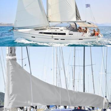 Imagem de GUDWAT Capa de lança de vela principal 1200D, capa resistente à prova d'água para veleiro com proteção UV resistente ao clima, comprimento da lança 7'-8'Gray