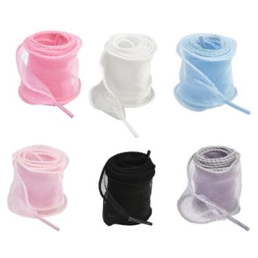 Imagem de SOFPLATE 1 caixa de cadarços de fio de seda cadarços coloridos coloridos rosa cinza poliéster largo macio casual borda plana envolvendo tule cadarço cadarços para mulheres tênis sapatos de skate botas