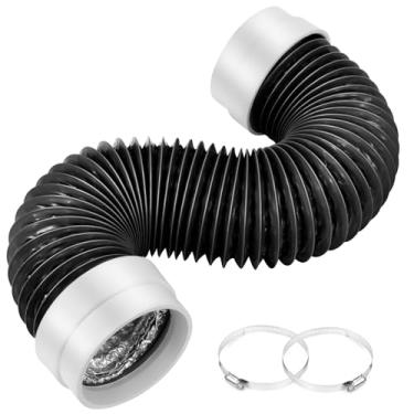 Imagem de Mangueira de ventilação para secadora de 10 cm, duto de secador de alumínio flexível de 6 camadas de 1,5 m com conectores de vedação de borracha, mangueira de escape isolada resistente ao calor para