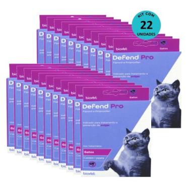 Imagem de Defend Pro Gatos Prevenção de Pulgas em Gatos kit Com 22 - Biovet