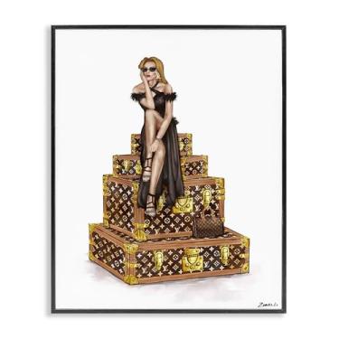 Imagem de Stupell Industries Design de arte giclée emoldurado preto feminino de viagem na moda por Ziwei Li, 20 x 16