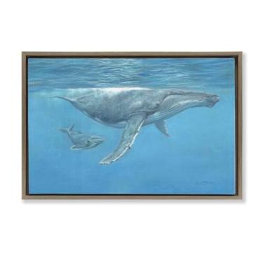 Imagem de Stupell Industries Arte de parede em tela flutuante marrom subaquática baleia jubarte por David Stribbling, 53 x 78 cm