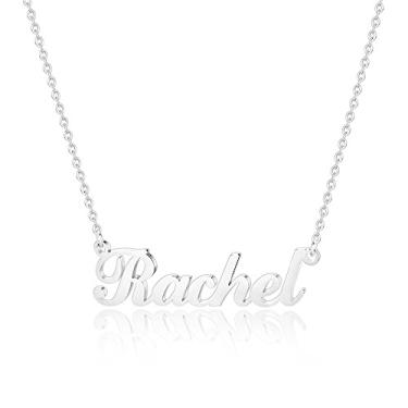Imagem de Hidepoo Colar com nome personalizado – Colar com pingente de nome de aço inoxidável, corrente delicada com nome de letra, joias personalizadas, presentes para mulheres, Metal