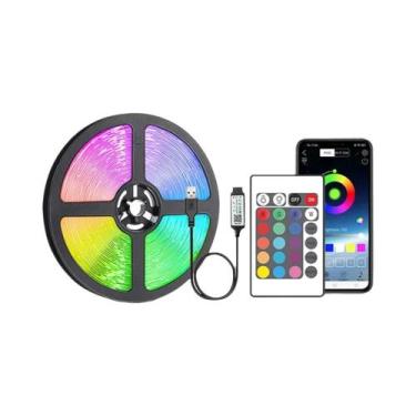 Imagem de Lâmpada De Tira LED RGB 5V Com Controle Remoto USB Bluetooth Mudança D