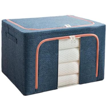 Imagem de Caixa Organizadora Grande Reforçada Multi Uso Roupas Roupas Cobertor Toalha Lençol (Azul)