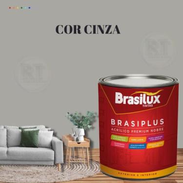 Imagem de Tinta Semi Brilho Cinza Azulado 800ml  Brasiplus Acrílica Lavável. - B