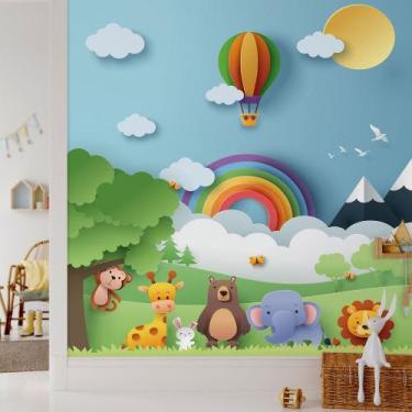 Imagem de Papel de Parede Safari Colorido Quarto Infantil e Bebe 6m² - Quartinho
