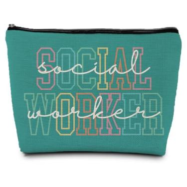 Imagem de ignytiger Bolsa de maquiagem de assistente social, presentes de agradecimento de assistentes sociais para mulheres, presentes empoderadores para ela, bolsa de maquiagem cosmética de apoio de advogados