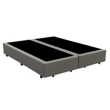 Imagem de Cama Box King Bipartido 193x203  Cinza Base Reforçada - Fábrica de Tud