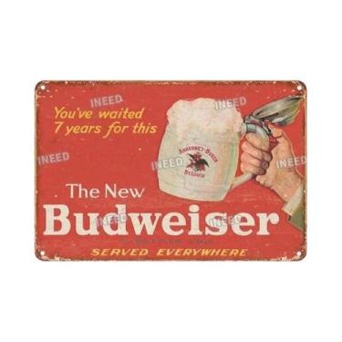 Imagem de Placa De Parede De Metal Vintage Com Logotipo Da Budweiser, Para Decor