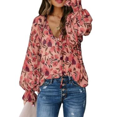 Imagem de Blusa Biucly Spring Fashion 2025 com decote em V e manga comprida para