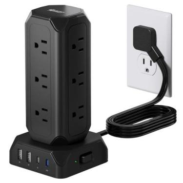 Imagem de Torre Power Strip SUPERDANNY 12 tomadas 35 W USB 1700J preta