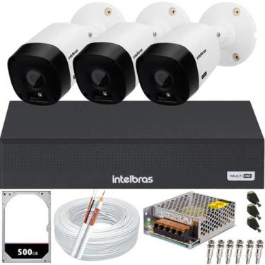 Imagem de Kit Cftv 3 Câmeras Intelbras Hd 1120b Dvr Intelbras 04 Canais 1104c Hd