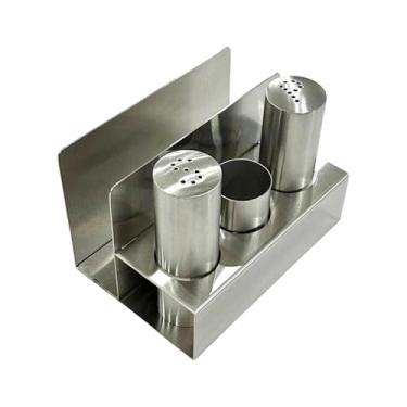 Imagem de Ｂｅｓｇａ E Conjunto de Pimenteiro Potes de Condimentos com Acessórios de Base Porta-palitos com Porta-guardanapos para Cozinhar Mesa de Jantar, aÇo InoxidÁvel, Tamanho real