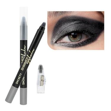 Imagem de SAUBZEAN Sombra preta, lápis iluminador creme iluminador, delineador de sombra Waterpoof de longa duração, paleta de primer com glitter, giz de cera