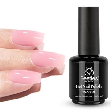 Imagem de Esmalte de gel Beetles Jelly Pink, 15 ml, rosa bebê, transparente, geleia, primavera, verão, esmalte, tema chiclete, longa duração, manicure francesa, presente para mulheres