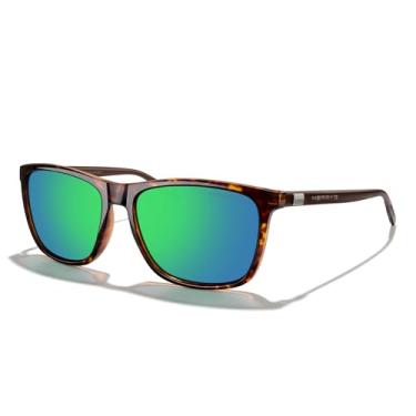 Imagem de MERRY'S Óculos de sol polarizados para mulheres óculos de sol masculinos de alumínio para dirigir óculos de sol retangulares para homens/mulheres, Armação de leopardo/lente verde espelhada/hastes