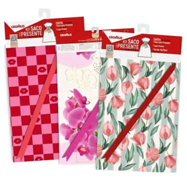 Imagem de Kit Saco de Presente Feminino 50x70cm 1 Unidade Sortido - 350114 - CRO