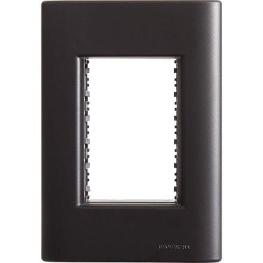 Imagem de Placa 3 Postos 4x2 Tramontina Giz Preta Soft Touch Suporte Tramontina