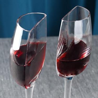 Imagem de 2 peças meia taça de vinho | copos de vidro de cristal | novidade copo de vinho engraçado cortado ao meio | Copo de vinho criativo transparente | meia taça de vinho tinto com haste longa para aniversário, casamento e Natal