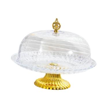 Imagem de Ioensy Bandeja de servir bolo com tampa, prato multifuncional com tampa, bandeja de servir para doces, biscoitos, feriados, L