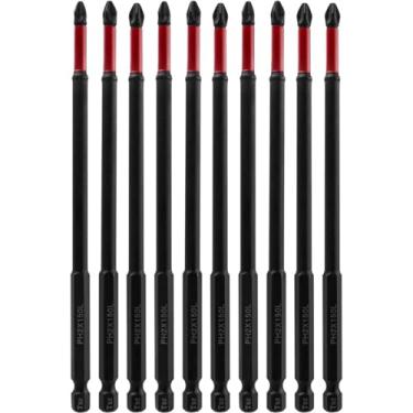Imagem de Eyech Conjunto de 10 pontas Phillips Impact Driver #2, 15 cm Phillips Bit PH2 magnético antiderrapante conjunto de brocas hexagonais de 1/10.2 cm, aço S2