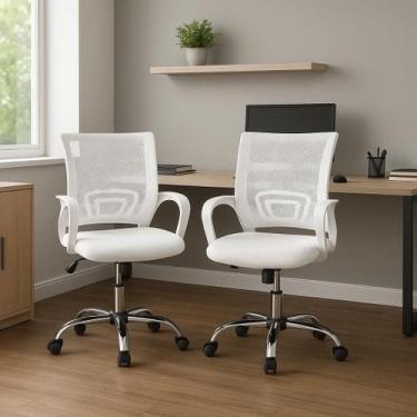 Imagem de Kit 2 Cadeiras Escritório Giratória Office Arco Estofado Mesh - Lar Te