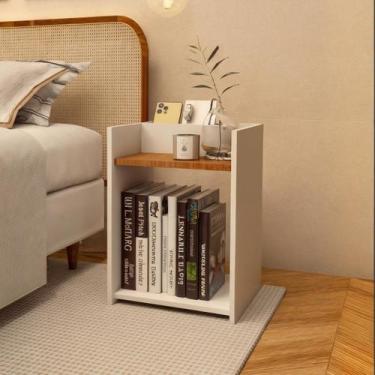 Imagem de Mesa Cabeceira Bide Lateral Moderno Branca Retro Cama Criado - Demovei
