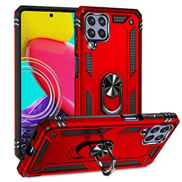 Imagem de SORAKA Capa para Samsung Galaxy M53 5G com suporte de anel capa armadura para Samsung Galaxy M53 5G capa traseira de policarbonato rígido com placa de metal para suporte magnético de telefone carro